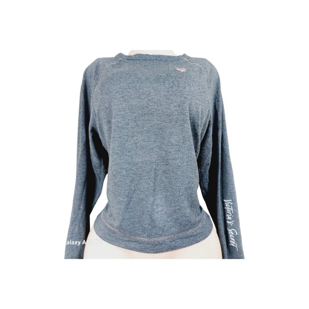 Victoria's Secret Women's Gray Heather Open Back Long Sleeve Casual T-Shirt Sz M